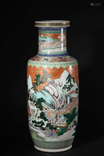 Wucai Glaze Rouleau-Form Vase