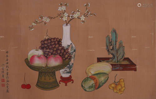 Chinese Fruits Painting, Lu Xiaoman Mark