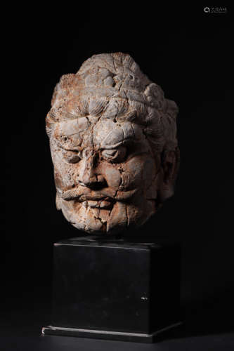 Carved Stone Head of Guardian