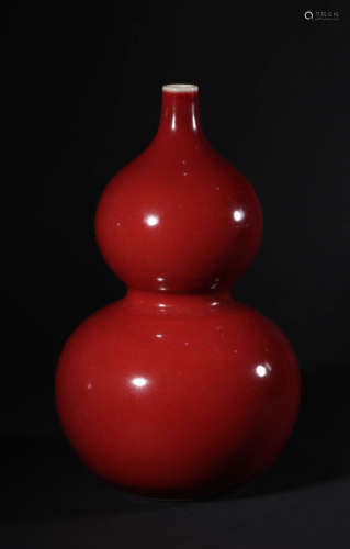 Sacrificial Red Glaze Double-Gourd-Shape Vase