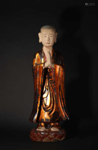 Gilt-Lacquer-Wood Figure of Buddha