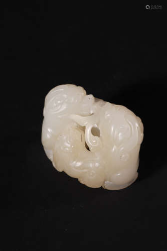 Carved Jade Beast Group Ornament