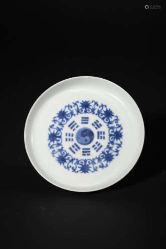 Blue and White Eight Trigrams Saucer