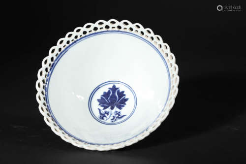 Blue and White Floral Bowl