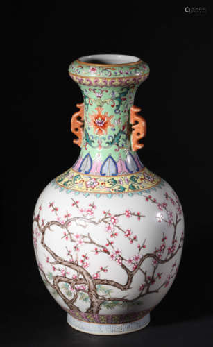 Famille Rose Plum Blossom Vase