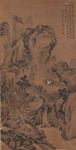 Chinese Landscape Painting Scroll, Wang Hui Mark