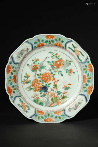 Famille Rose Flowers Lobed Plate