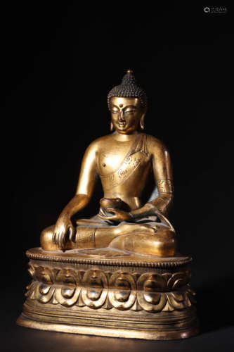 Gilt-Bronze Figure of Seated Shakyamuni