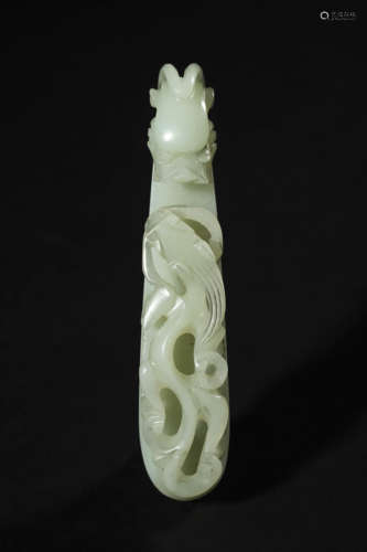 Carved Jade Chilong Belt Hook