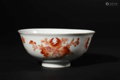 Iron-Red Glaze Sanduo Bowl