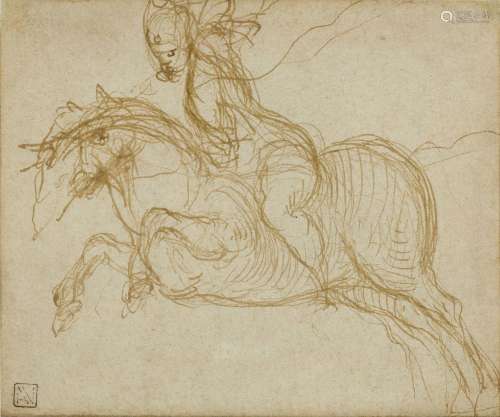 French School, <br />
circa 1600, <br />
Sketch of a horse r...