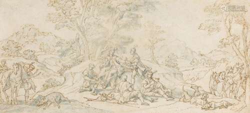 Flemish School, <br />
17th century- <br />
After the hunt; ...
