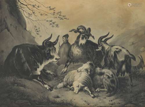 C. Lainé, <br />
French, early-mid 19th century- <br />
Goat...