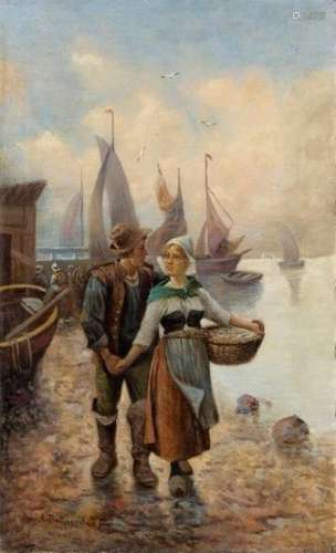 Adolf Baumgartner-Stoiloff, Austrian 1850-1924- Fishermen an...