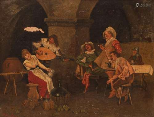 L. Cerale, <br />
Italian, 19th century- <br />
Tavern scene...