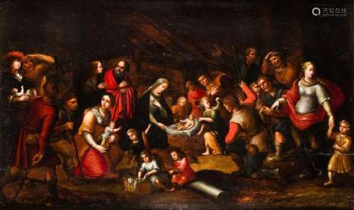FLAMENCO SCHOOL (XVIII S.) "Nativity" Oil on panel...