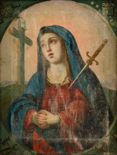VIRREINAL SCHOOL (XVIII S.) "Our Lady of Sorrows with t...