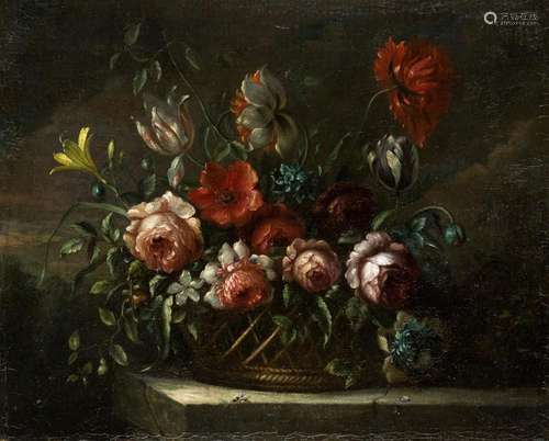 SPANISH SCHOOL. (S. XVIII). "Basket with flowers".