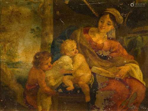 FRENCH SCHOOL (XVIII C.) "The Virgin with the Child and...