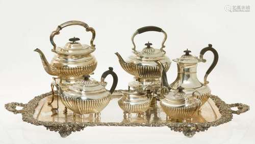 English tea set in silver plated metal