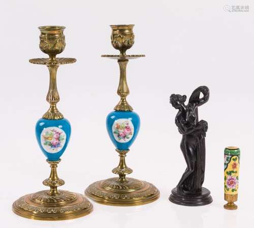 Pair of candlesticks following models from Sèvres, S.XX