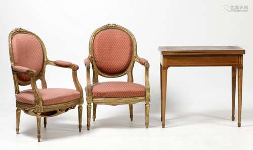 Pair of Louis XVI style armchairs, med.S.XX