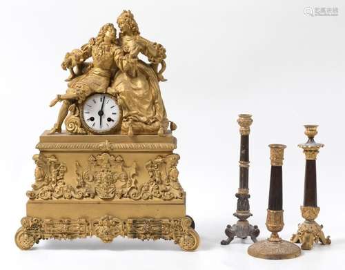 Gilt bronze table clock, Napoleon III, France, S.XIX