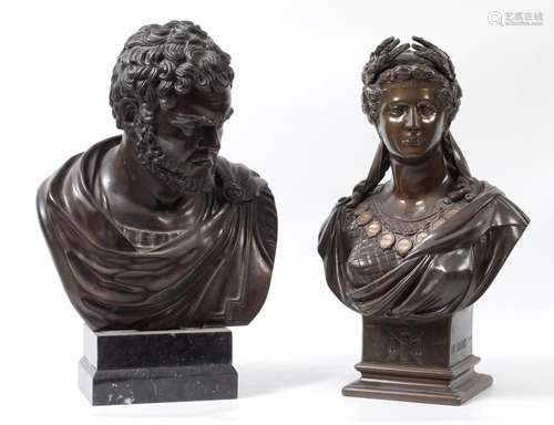 Male bust in patinated bronze following classic models, S.XX