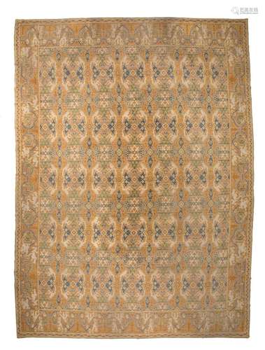 Hand-knotted wool rug, Cuenca design, Spain, med. S. XX.