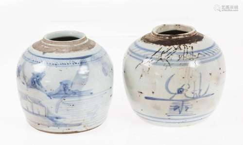 Pair of ginger jars in Chinese porcelain, glazed in white wi...