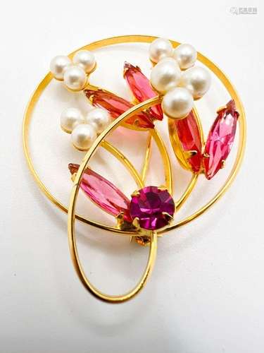 AMAZING DELICATE PASTEL PINK BROOCH