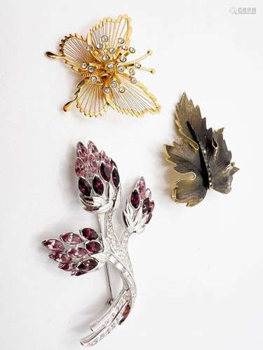 FLORAL + BUTTERFLY BROOCH LOT