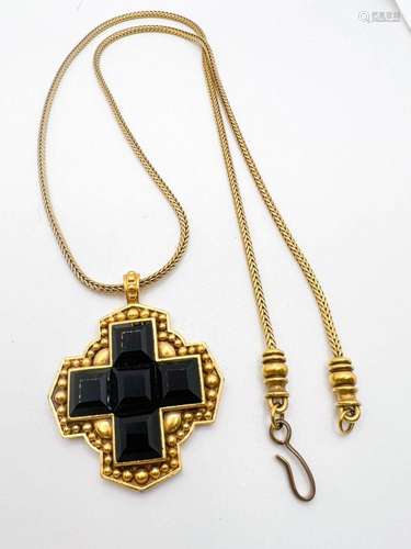 VINTAGE YSL LARGE CROSS NECKLACE