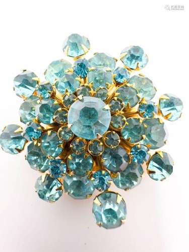 AMAZING LARGE AQUA STONE BROOCH