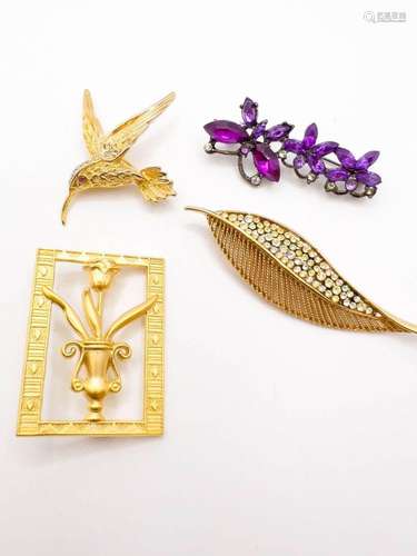 4 BROOCH LOT, VARIETY