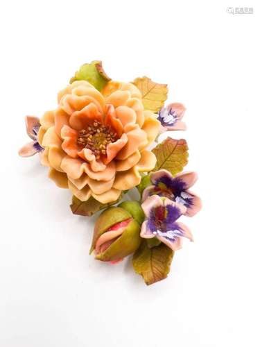 FLORAL BROOCH , CERAMIC?