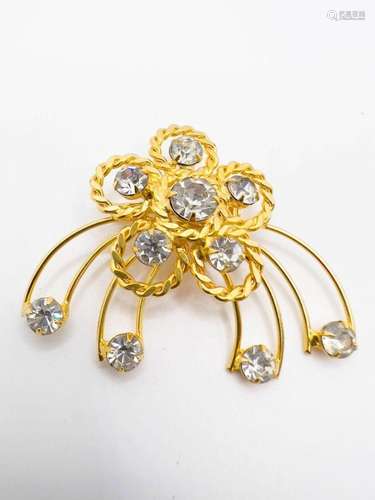 BEAUTIFUL STONES GOLD TONE BROOCH