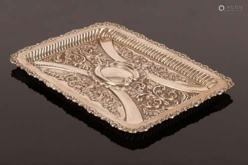 A Victorian embossed silver tray, WJH, Birmingham 1897, 20cm...