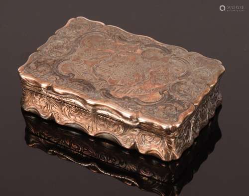 A Victorian rectangular silver snuff box, Edward Smith, Birm...