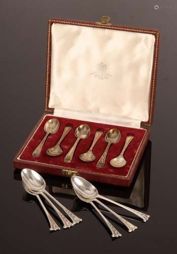 A set of six Albany pattern silver coffee spoons, S Garrard,...