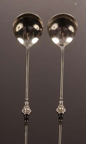 A pair of Charles II style seal top silver spoons, Holland A...