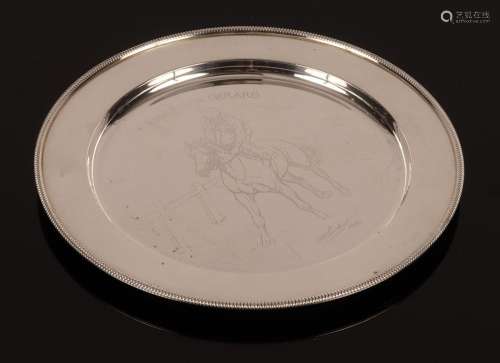 A commemorative silver plate for the racehorse Brigadier Ger...