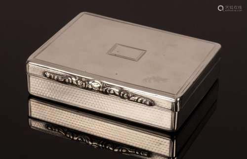 A William IV silver snuff box, SC, London 1835, of rectangul...