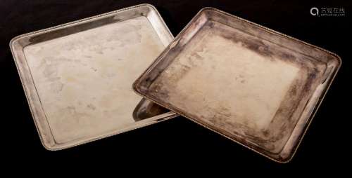 A pair of Continental white metal trays, perhaps Austro-Hung...