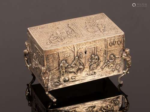 A Continental white metal casket,