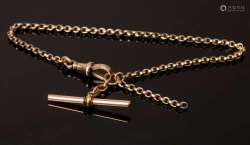 An unhallmarked single Albert watch chain with T-bar to one ...