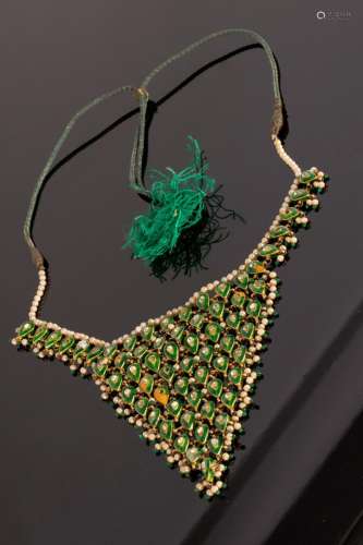 An Indian pearl and enamel fringe necklace,
