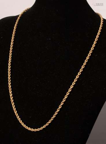 A 14k yellow gold ropetwist necklace, 62.5cm long, approxima...