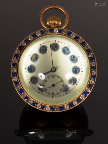 A spherical glass paperweight clock with paste border,