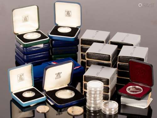 A large collection of commemorative silver proof coins,